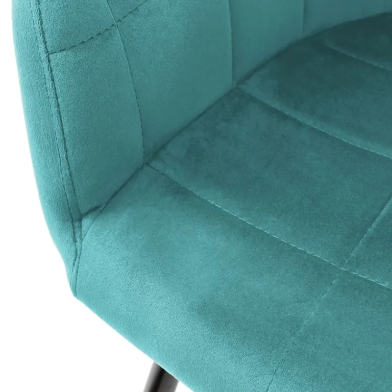 Esszimmerstuhl 6er Set mit Rücken- und Armlehnen Petrol Küchenstuhl mit Microfaser-Samtbezug ML-Design-ECD Germany Hot