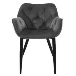 Esszimmerstuhl 2er Set mit Rücken- und Armlehnen Anthrazit Küchenstuhl mit Microfaser-Samtbezug ML-Design-ECD Germany Best