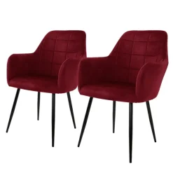 Esszimmerstuhl 4er Set mit Rücken- und Armlehnen Bordeaux/Olive Küchenstuhl mit Kunstleder Bezug-ECD Germany Online