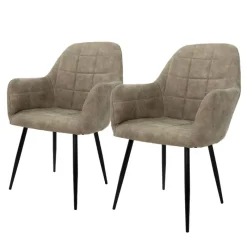 Esszimmerstuhl 4er Set mit Rücken- und Armlehnen Bordeaux/Olive Küchenstuhl mit Kunstleder Bezug-ECD Germany Online