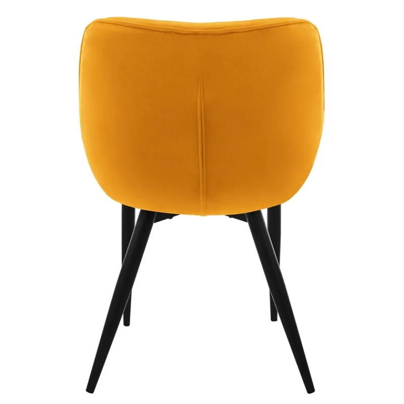 Esszimmerstuhl 6er Set mit Rücken- und Armlehnen Senfgelb Küchenstuhl mit Microfaser-Samtbezug ML-Design-ECD Germany Clearance