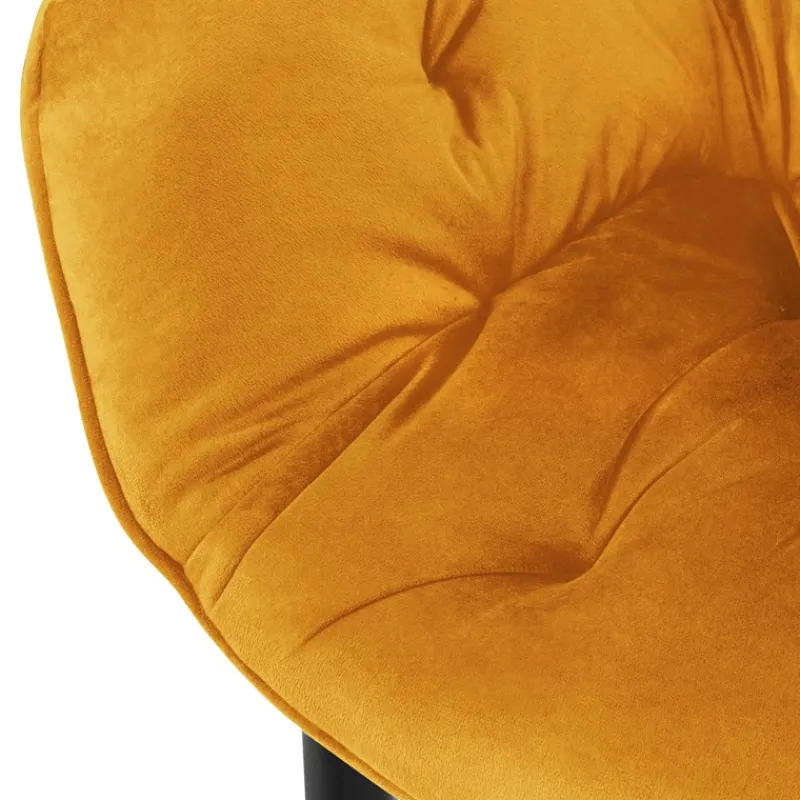 Esszimmerstuhl 6er Set mit Rücken- und Armlehnen Senfgelb Küchenstuhl mit Microfaser-Samtbezug ML-Design-ECD Germany Clearance