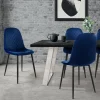 Esszimmerstuhl 4er Set mit Rückenlehne Dunkelblau Küchenstuhl mit Microfaser-Samtbezug ML-Design-ECD Germany Outlet