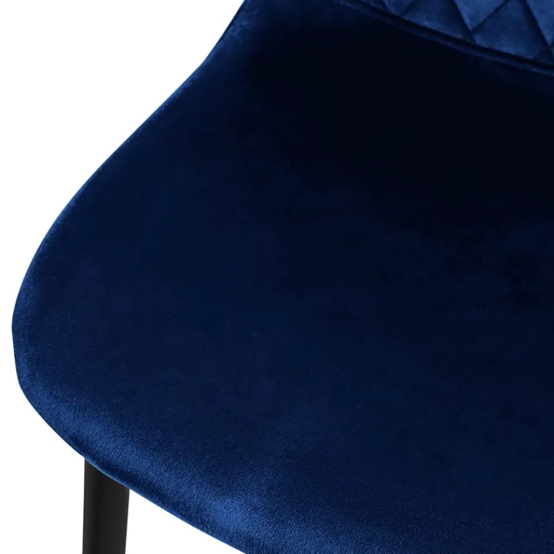 Esszimmerstuhl 4er Set mit Rückenlehne Dunkelblau Küchenstuhl mit Microfaser-Samtbezug ML-Design-ECD Germany Outlet