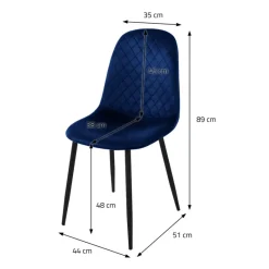 Esszimmerstuhl 4er Set mit Rückenlehne Dunkelblau Küchenstuhl mit Microfaser-Samtbezug ML-Design-ECD Germany Outlet