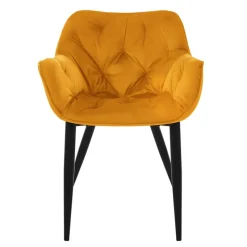 Esszimmerstuhl 4er Set mit Rücken- und Armlehnen Senfgelb Küchenstuhl mit Microfaser-Samtbezug ML-Design-ECD Germany Outlet