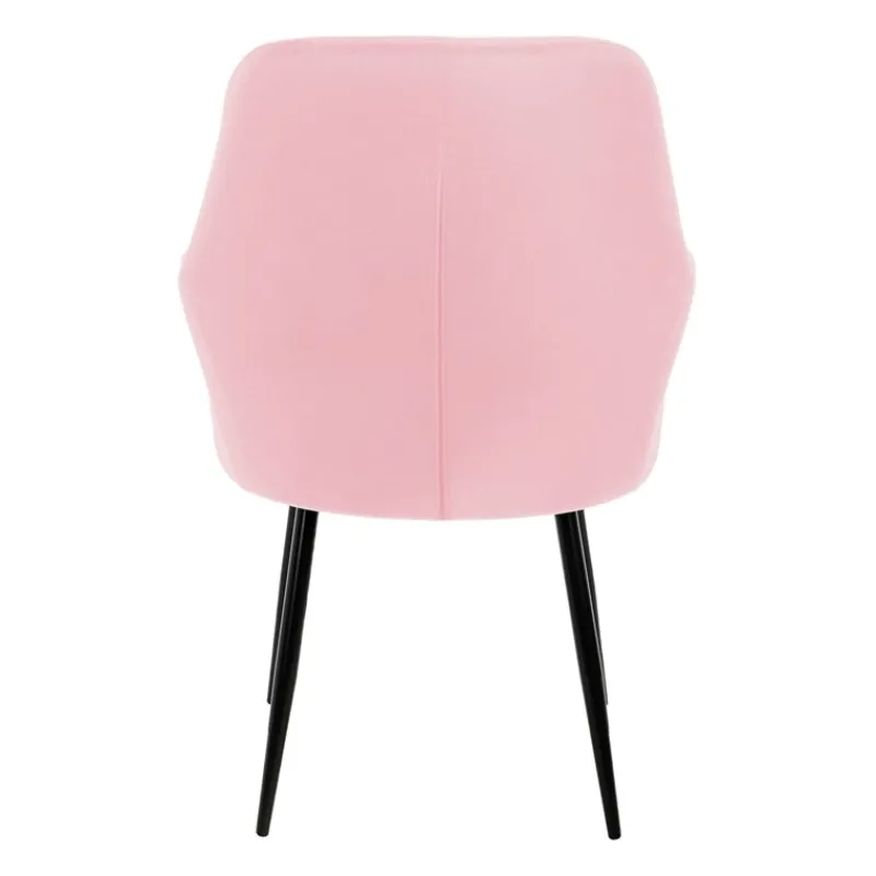 Esszimmerstuhl 4er Set mit Rücken- und Armlehnen Rosa Küchenstuhl mit Microfaser-Samtbezug-ECD Germany