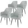Esszimmerstuhl 4er Set mit Rücken- und Armlehnen Grau Küchenstuhl mit Microfaser-Samtbezug-ECD Germany Online