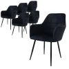 Esszimmerstuhl 6er Set mit Rücken- und Armlehnen Schwarz Küchenstuhl mit Microfaser-Samtbezug-ECD Germany Hot