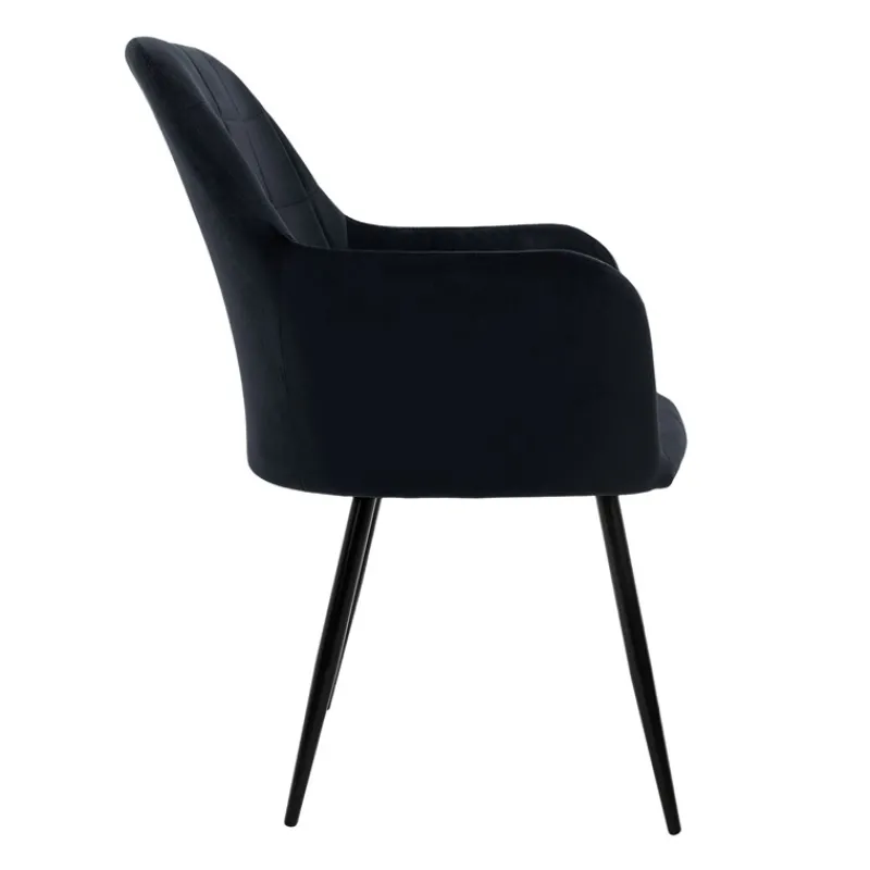 Esszimmerstuhl 6er Set mit Rücken- und Armlehnen Schwarz Küchenstuhl mit Microfaser-Samtbezug-ECD Germany Hot