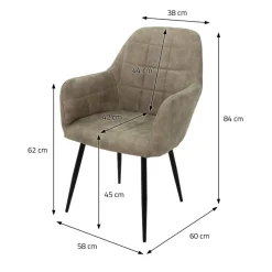 Esszimmerstuhl 2er Set mit Rücken- und Armlehnen Olive Küchenstuhl mit Kunstleder Bezug-ECD Germany New