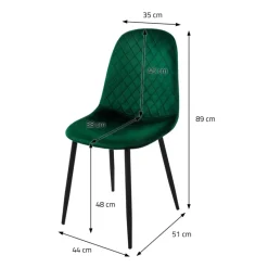 Esszimmerstuhl 4er Set mit Rückenlehne Dunkelgrün Küchenstuhl mit Microfaser-Samtbezug ML-Design-ECD Germany New