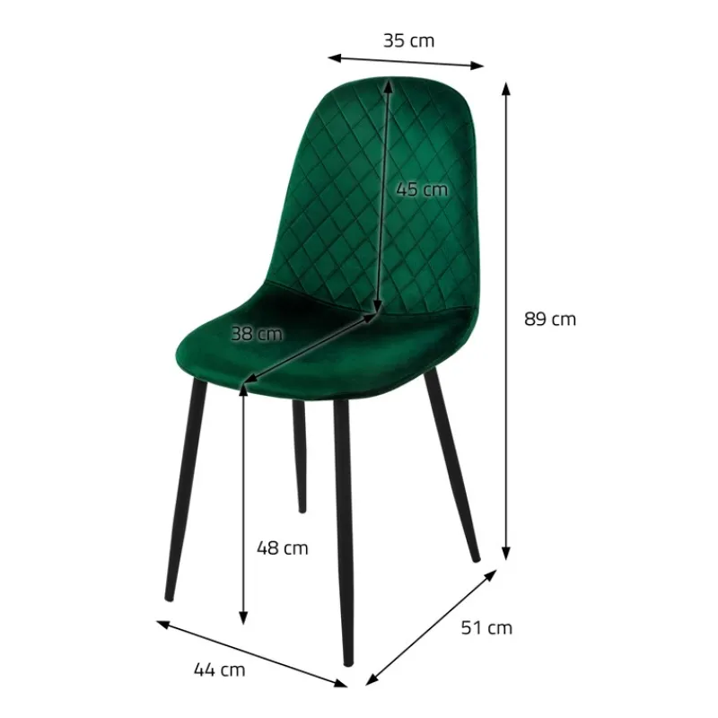 Esszimmerstuhl 4er Set mit Rückenlehne Dunkelgrün Küchenstuhl mit Microfaser-Samtbezug ML-Design-ECD Germany New