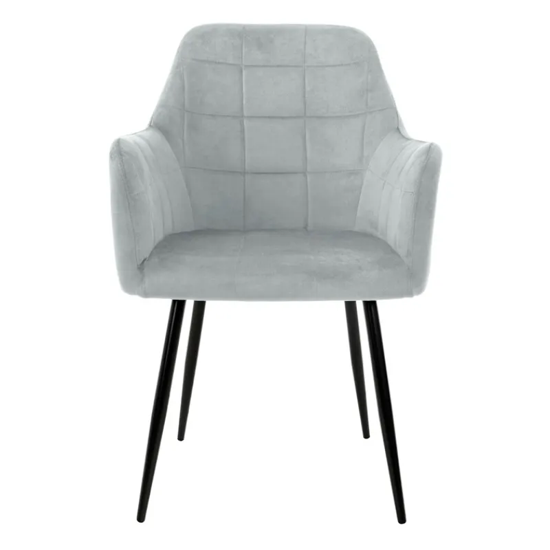 Esszimmerstuhl 6er Set mit Rücken- und Armlehnen Grau Küchenstuhl mit Microfaser-Samtbezug-ECD Germany Clearance