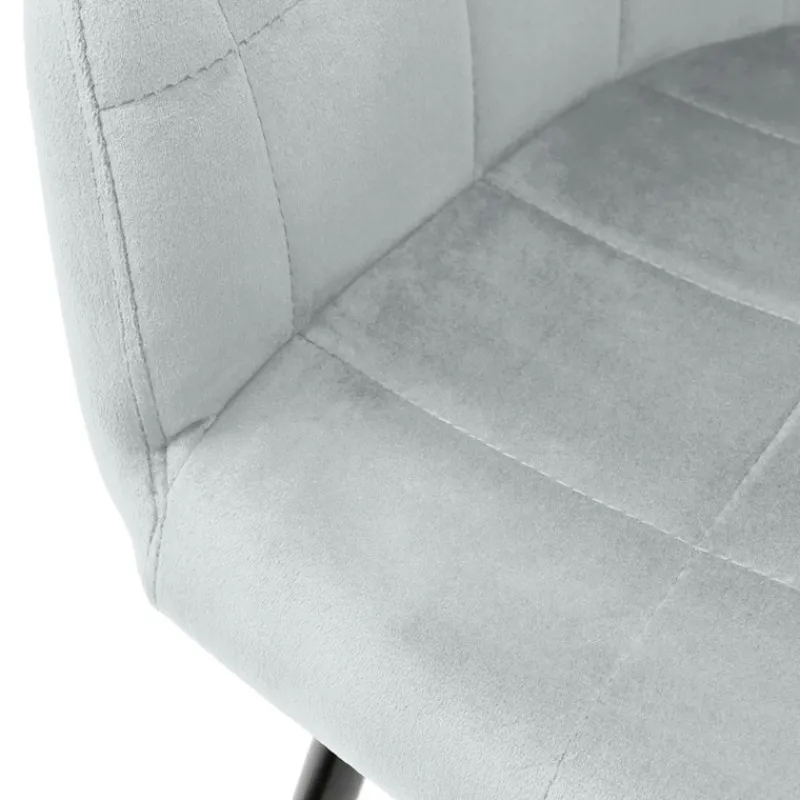 Esszimmerstuhl 6er Set mit Rücken- und Armlehnen Grau Küchenstuhl mit Microfaser-Samtbezug-ECD Germany Clearance