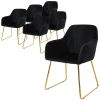 Esszimmerstuhl 6er Set mit Rücken- und Armlehnen Schwarz Küchenstuhl mit Microfaser-Samtbezug ML-Design-ECD Germany Clearance