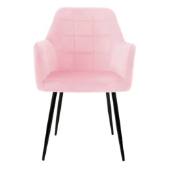 Esszimmerstuhl 6er Set mit Rücken- und Armlehnen Rosa Küchenstuhl mit Microfaser-Samtbezug-ECD Germany Discount