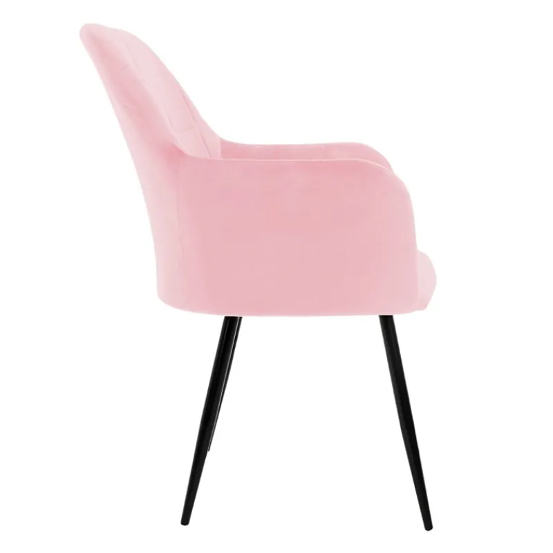 Esszimmerstuhl 6er Set mit Rücken- und Armlehnen Rosa Küchenstuhl mit Microfaser-Samtbezug-ECD Germany Discount