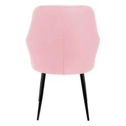 Esszimmerstuhl 6er Set mit Rücken- und Armlehnen Rosa Küchenstuhl mit Microfaser-Samtbezug-ECD Germany Discount