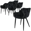 Esszimmerstuhl 6er Set mit Rücken- und Armlehnen Schwarz Küchenstuhl mit Microfaser-Samtbezug ML-Design-ECD Germany