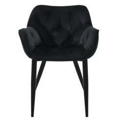 Esszimmerstuhl 6er Set mit Rücken- und Armlehnen Schwarz Küchenstuhl mit Microfaser-Samtbezug ML-Design-ECD Germany