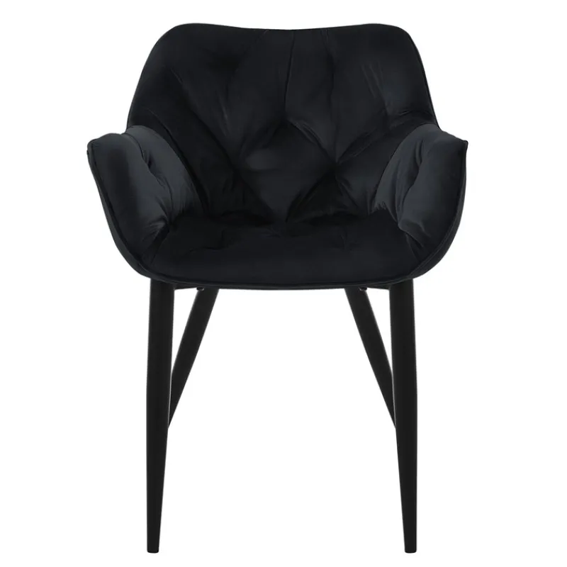 Esszimmerstuhl 6er Set mit Rücken- und Armlehnen Schwarz Küchenstuhl mit Microfaser-Samtbezug ML-Design-ECD Germany