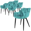 Esszimmerstuhl 6er Set mit Rücken- und Armlehnen Petrol Küchenstuhl mit Microfaser-Samtbezug ML-Design-ECD Germany