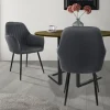 Esszimmerstuhl 2er Set mit Rücken- und Armlehnen Grau Küchenstuhl mit Microfaser-Samtbezug ML-Design-ECD Germany Discount