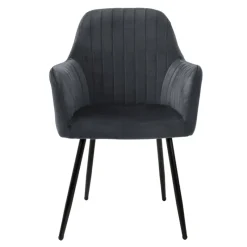 Esszimmerstuhl 2er Set mit Rücken- und Armlehnen Grau Küchenstuhl mit Microfaser-Samtbezug ML-Design-ECD Germany Discount