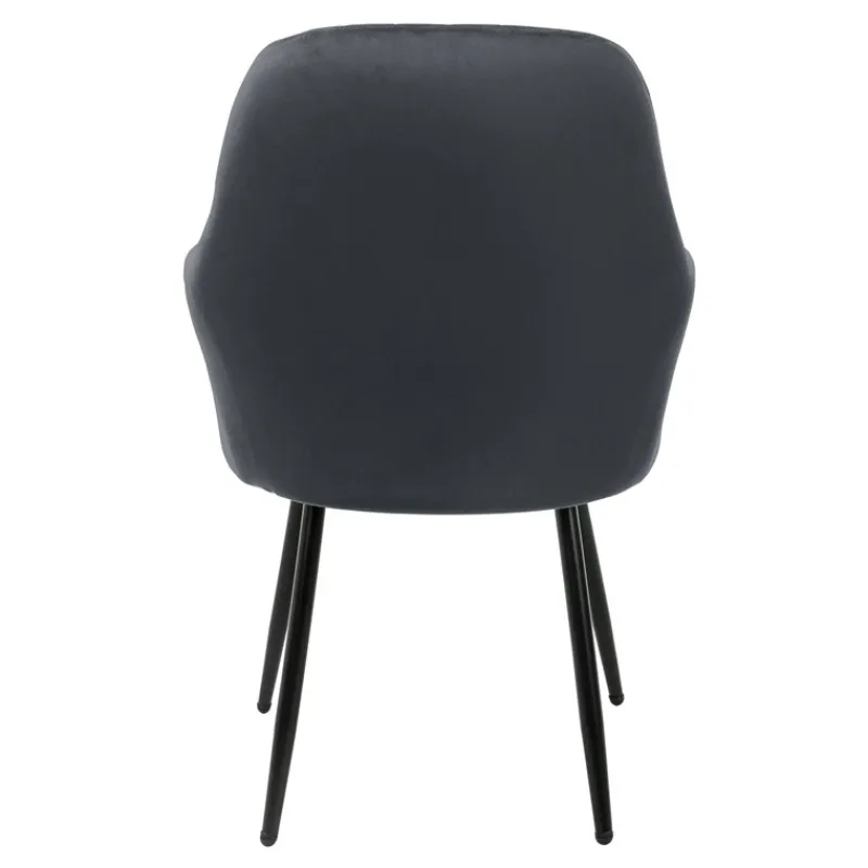 Esszimmerstuhl 2er Set mit Rücken- und Armlehnen Grau Küchenstuhl mit Microfaser-Samtbezug ML-Design-ECD Germany Discount