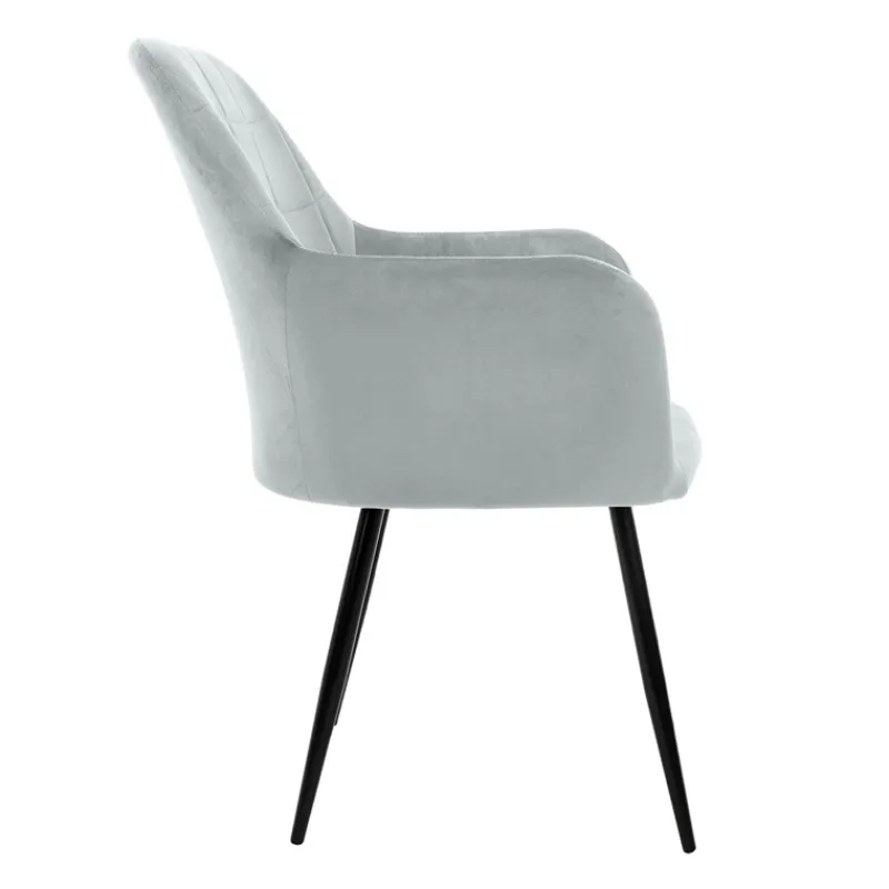 Esszimmerstuhl 2er Set mit Rücken- und Armlehnen Grau Küchenstuhl mit Microfaser-Samtbezug-ECD Germany Online