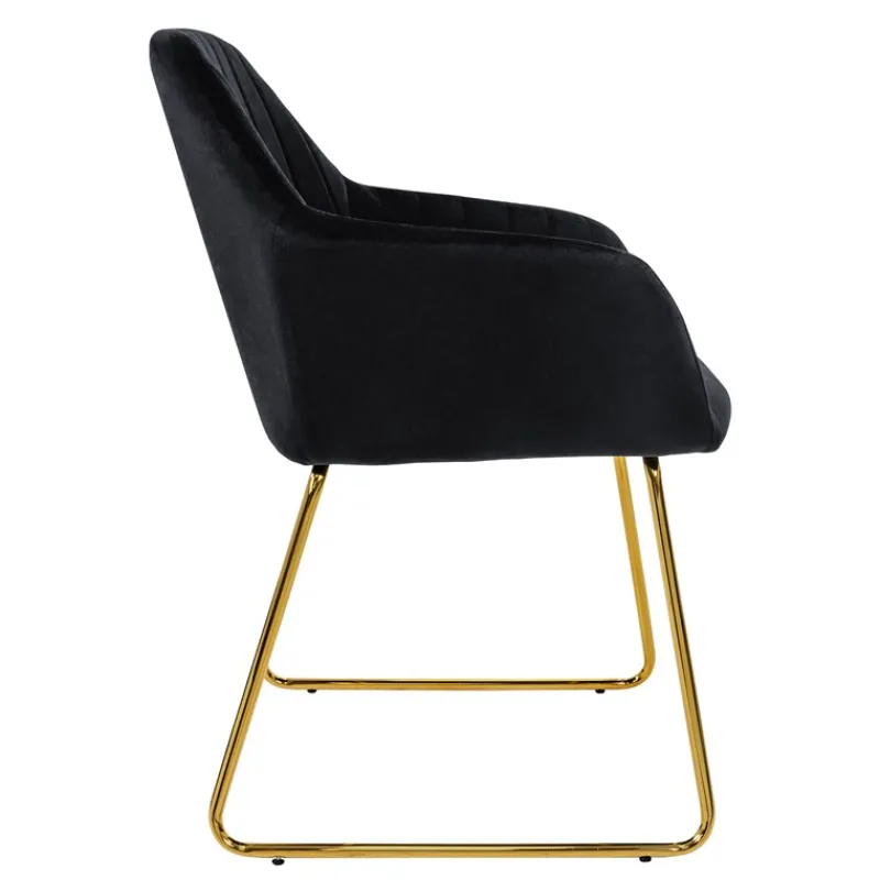 Esszimmerstuhl 4er Set mit Rücken- und Armlehnen Schwarz Küchenstuhl mit Microfaser-Samtbezug ML-Design-ECD Germany Best