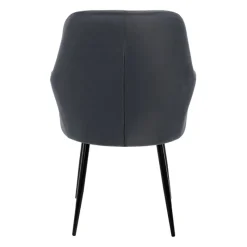 Esszimmerstuhl 2er Set mit Rücken- und Armlehnen Dunkelgrau Küchenstuhl mit Microfaser-Samtbezug-ECD Germany