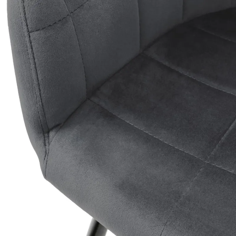 Esszimmerstuhl 2er Set mit Rücken- und Armlehnen Dunkelgrau Küchenstuhl mit Microfaser-Samtbezug-ECD Germany