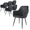 Esszimmerstuhl 6er Set mit Rücken- und Armlehnen Dunkelgrau Küchenstuhl mit Microfaser-Samtbezug-ECD Germany