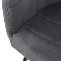 Esszimmerstuhl 6er Set mit Rücken- und Armlehnen Dunkelgrau Küchenstuhl mit Microfaser-Samtbezug-ECD Germany