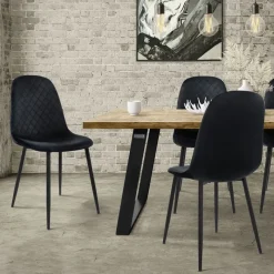 Esszimmerstuhl 4er Set mit Rückenlehne Schwarz Küchenstuhl mit Microfaser-Samtbezug ML-Design-ECD Germany Online