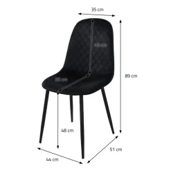 Esszimmerstuhl 4er Set mit Rückenlehne Schwarz Küchenstuhl mit Microfaser-Samtbezug ML-Design-ECD Germany Online