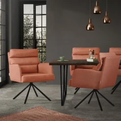 Esszimmerstuhl 4er Set Orange drehbar mit abnehmbaren Rückenkissen gepolstert bis 120 Kilogramm ML-Design-ECD Germany Best