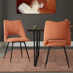 Esszimmerstuhl 2er Set Orange gepolstert inkl. Montagematerial Polsterstuhl Küchenstuhl ML-Design-ECD Germany New