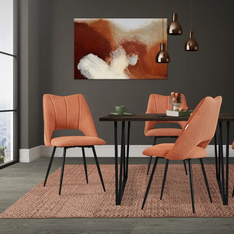 Esszimmerstuhl 6er Set Orange gepolstert inkl. Montagematerial Polsterstuhl Küchenstuhl ML-Design-ECD Germany Online