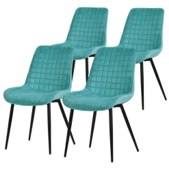 Esszimmerstuhl 4er Set Petrol mit Samtbezug und Stahlbeinen Küchenstuhl mit Rückenlehne ML-Design-ECD Germany Sale