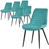 Esszimmerstuhl 6er Set Petrol mit Samtbezug und Stahlbeinen Küchenstuhl mit Rückenlehne ML-Design-ECD Germany New
