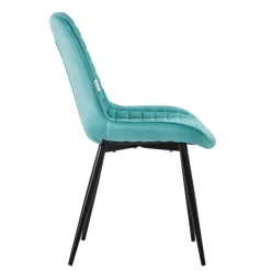 Esszimmerstuhl 6er Set Petrol mit Samtbezug und Stahlbeinen Küchenstuhl mit Rückenlehne ML-Design-ECD Germany New