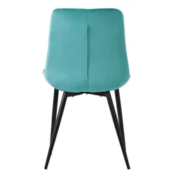 Esszimmerstuhl 6er Set Petrol mit Samtbezug und Stahlbeinen Küchenstuhl mit Rückenlehne ML-Design-ECD Germany New