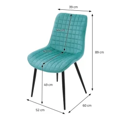 Esszimmerstuhl 6er Set Petrol mit Samtbezug und Stahlbeinen Küchenstuhl mit Rückenlehne ML-Design-ECD Germany New
