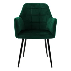 Esszimmerstuhl 2er Set Quadrat Steppung mit Rücken- und Armlehnen Dunkelgrün Küchenstuhl mit Microfaser-Samtbezug ML-Design-ECD Germany Online