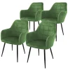 Esszimmerstuhl 4er Set Quadrat Steppung mit Rücken- und Armlehnen Salbei Küchenstuhl mit Microfaser-Samtbezug ML-Design-ECD Germany Discount