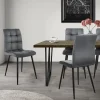 Esszimmerstuhl 4er Set Quadrat Steppung mit Rückenlehne Anthrazit Küchenstuhl mit Microfaser-Samtbezug ML-Design-ECD Germany Discount
