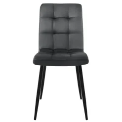 Esszimmerstuhl 4er Set Quadrat Steppung mit Rückenlehne Anthrazit Küchenstuhl mit Microfaser-Samtbezug ML-Design-ECD Germany Discount